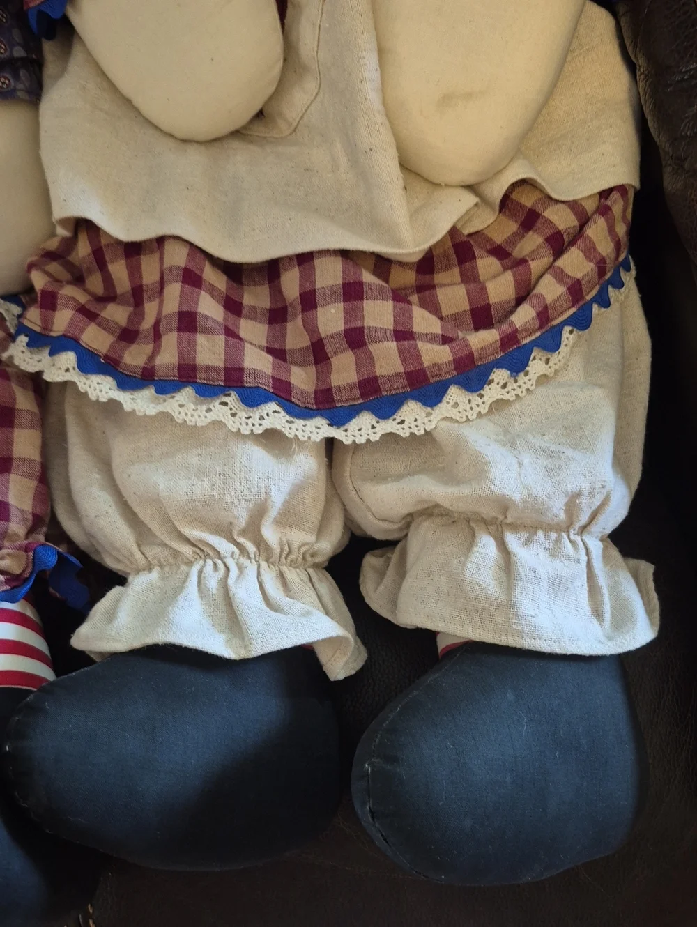 Raggedy Ann Andy Large Dolls Vintage Style Yarn Hair Cotton Clothes 70s 80s 36